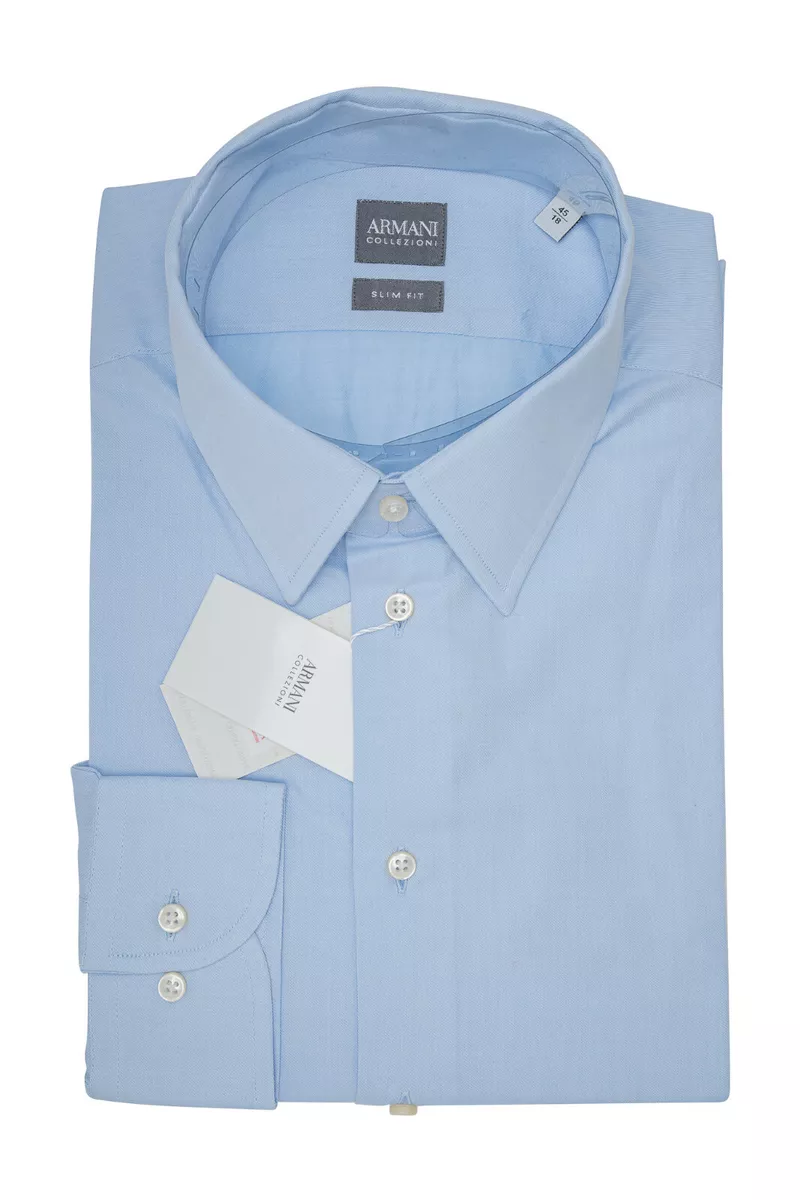 GIORGIO ARMANI COLLEZIONI Modern Dress Shirt Cotton Light Blue Slim Fit 5L eBay