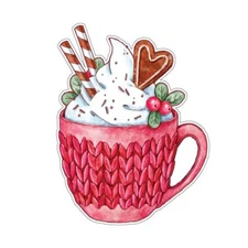 Cozy Mug Of Hot Chocolate Art Vinyl Sticker/ Merry Christmas Happy New Year Gift