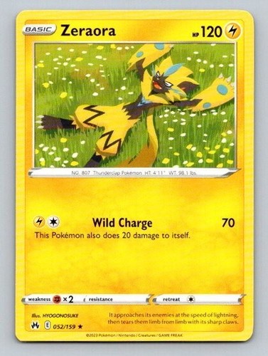 2023 Pokemon Card Crown Zenith Zeraora 52/159
