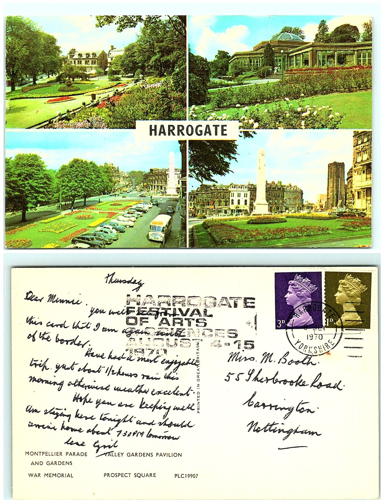 S03-6941, Multiple Views Harrogate, Uk 1970 Postmarked, Postcard