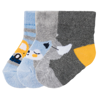 3 Paar Baby SöCkchen Socken Gr. 15-18 Jungen Bio-Baumwolle Auto Katze Nashorn