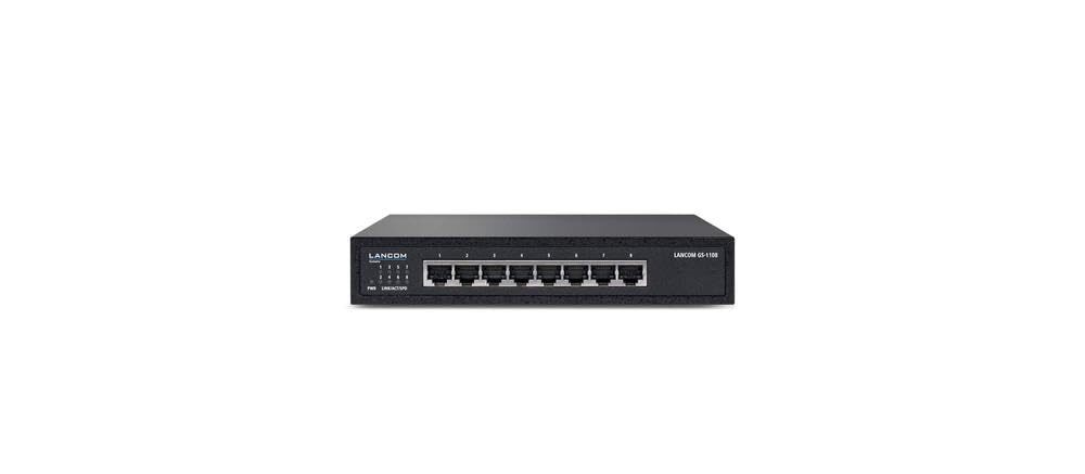 LANCOM GS-1108, Unmanaged Gigabit Ethernet Switch, 8 Ports (10/100/1000 Mbps), N