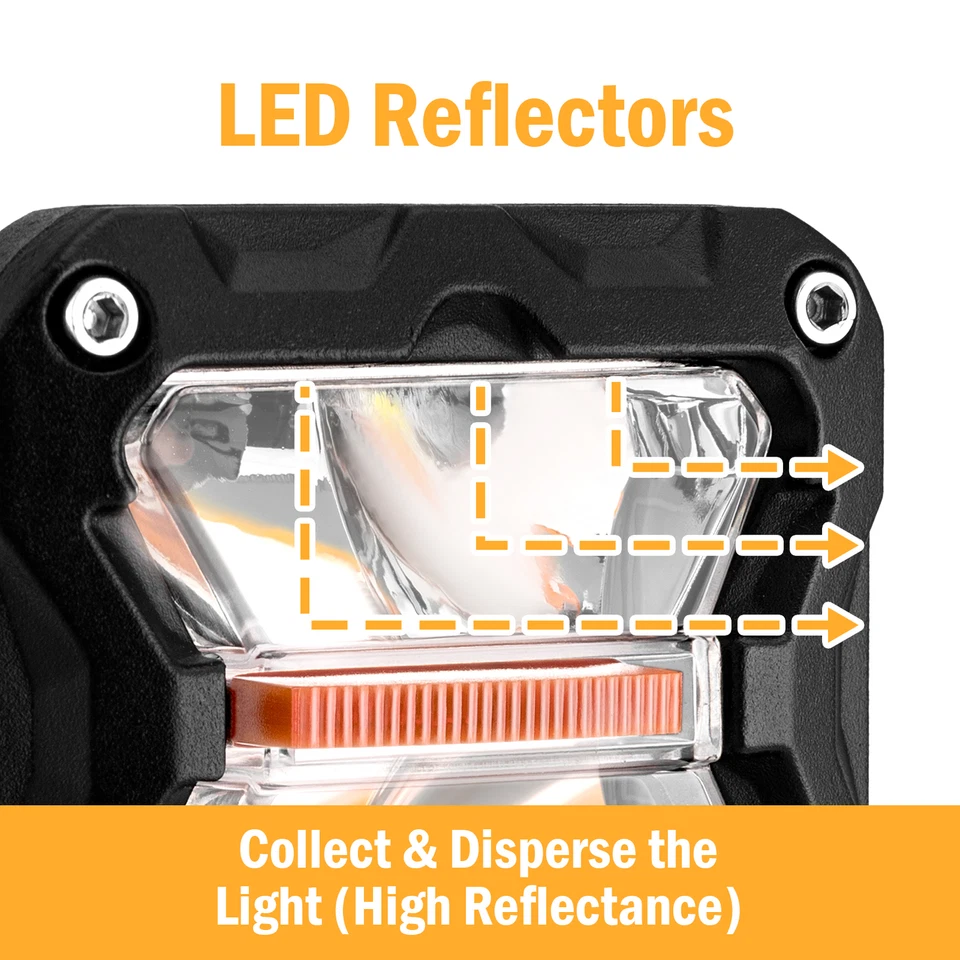 For 99-22 Chevy Silverado 1500 3'' Amber White Strobe Light+Ditch Mount+ DT Wire - Image 3 of 4