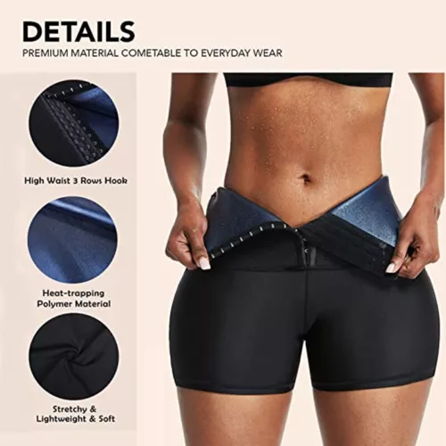 Damen Neopren Sauna Schweiß Body Shaper Slim Shorts Taillentrainer Thermo Leggings - Bild 9 von 38