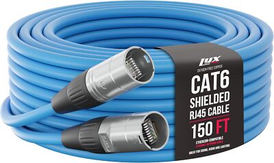 LyxPro CAT6 150' Feet Shielded Ethercon RJ45 Cable for Audio Sound and Lighting