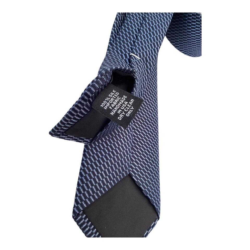 Corbata de seda de diseñador de lujo a rayas azules Theory hecha a mano en EE. UU. CON: 2,5" EXCELENTE ESTADO # Foto 4 de 4