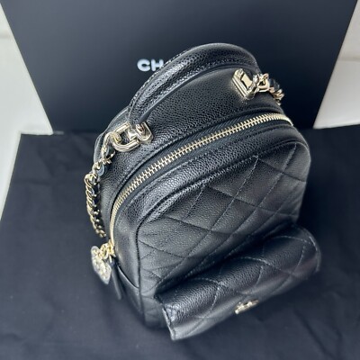 NWT 24C Chanel Classic Mini Backpack Black Caviar with Gold