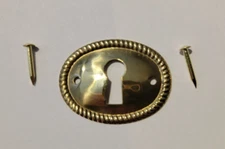 Keyhole Cover Stamped Brass Oval Horizontal Keyhole Cover with Rope Edge