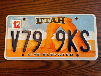 Utah License Plate Life Elevated V79 9KS Arch UT USA Authentic Metal