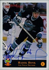 Radek Bonk Las Vegas Thunder Signed 4x6 Cardstock Photo JSA Authenticated