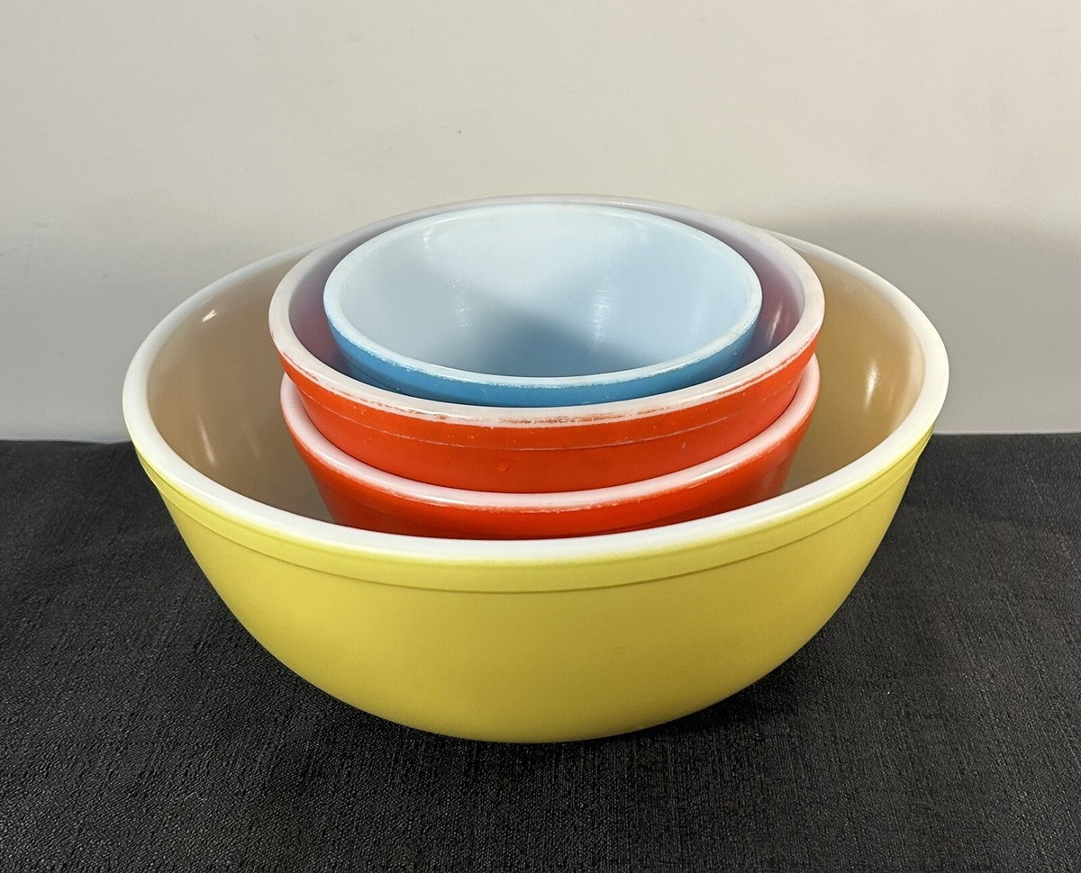 Set of 4 Pyrex Mixing Bowls Primary Colors Nesting Mixing Bowls | eBay