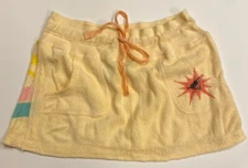 Womens Juniors David & Goliath Yellow Sun Rainbow Drawstring Terry Mini Skirt