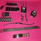 Watch Parts Lot 2 Watch Heads Silver Metal Bands/Bracelets/Links Arabic Dial — photo 1