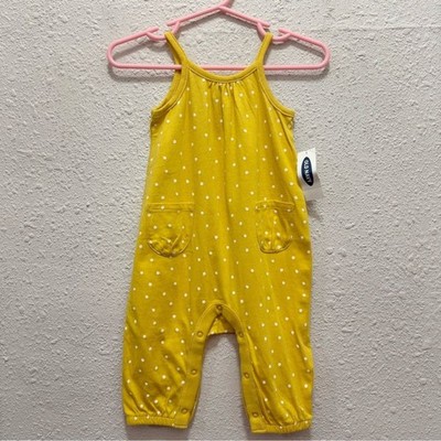 Old Navy Yellow Polka Dot Tank Pant Jumpsuit NWT Size 3-6 Months