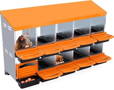 GRAVEE Chicken Nesting Box 6/8/10 Compartment w/ Metal Leg Roll Away Egg Coop
