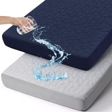 Waterproof Mini Crib Mattress Protector: 2-Pack Pack N Play Sheets - Fitted f...