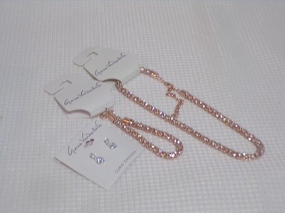 Gloria Vanderbilt Necklace Bracelet Earrings Set Rose Gold