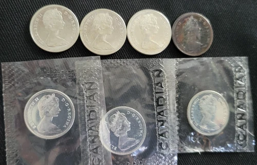 Silver 1967 Canada 10 cent group