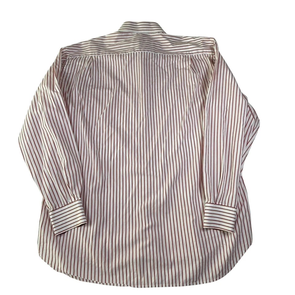 Vintage Brandolini Dress Shirt Red White Striped Italy Size 16.5 Christmas - Image 3 of 4