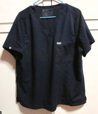 FIGS Technical Collection Scrub Top Navy Blue V-Neck Short Sleeve 1 Pocket- XXL