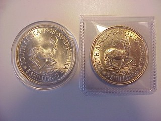 Lotto di 2 1948 FDC Sudafrica 5 scellini monete argento