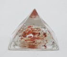 Vintage Art Glass Paperweight Orange Red In Clear Glass Pyramid 2" — photo 1