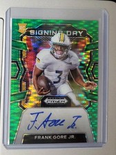 2024 Panini Prizm Draft Picks Frank Gore Jr Green Pulsar Auto #21/25 Signing Day
