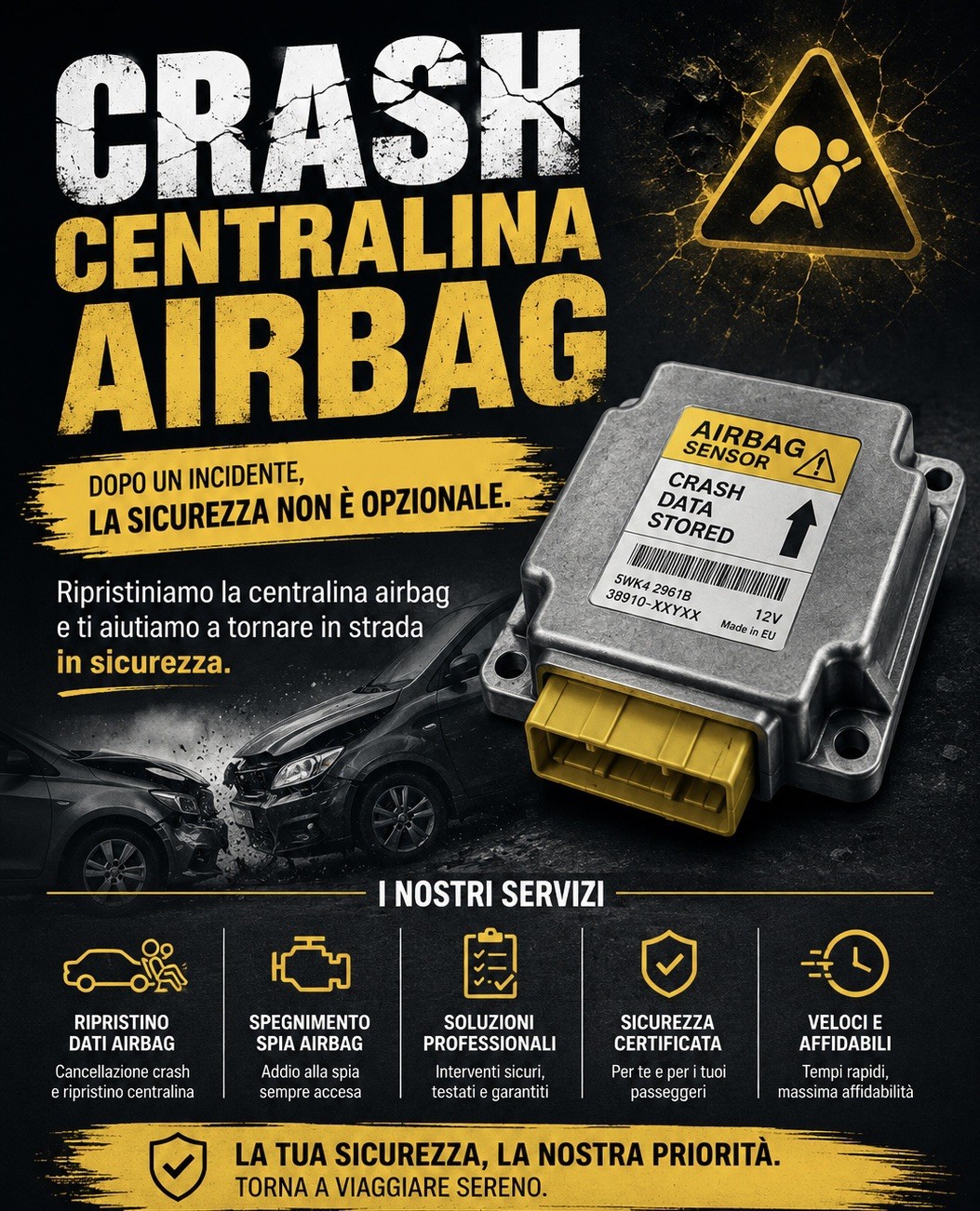 🔧 SERVIZIO DI RIGENERAZIONE E RIPRISTINO , RESET CENTRALINE AIRBAG – NO CRASH