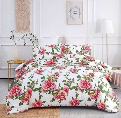 DaDa Bedding Romantic Roses Lovely Spring Pink Floral Duvet Cover Set w/ Pillow