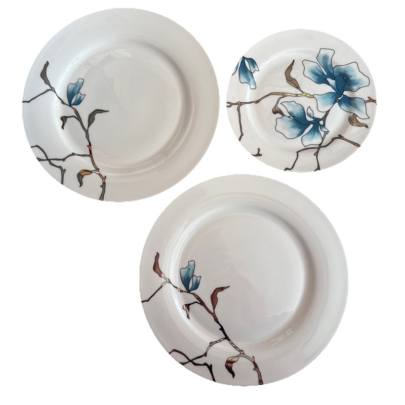 Fitz and Floyd everyday bone China nevaeh white 2 Dinner Plates 1 Salad Plate 