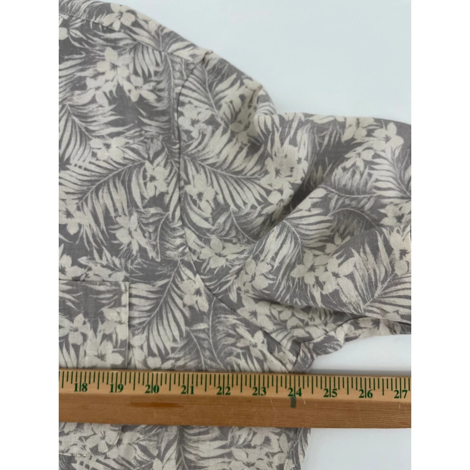 Camisa vintage de seda circa 1969 para hombre L gris hoja tropical floral abotonada SEDA Foto 4 de 4
