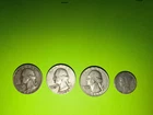 US 90% SILVER $.85 Face Value  3 Washington Quarters, and 1 Mercury Dime