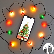 2 Pack Christmas Lights Phone Charging 55 inches, 2 x USB-A to Light-ning