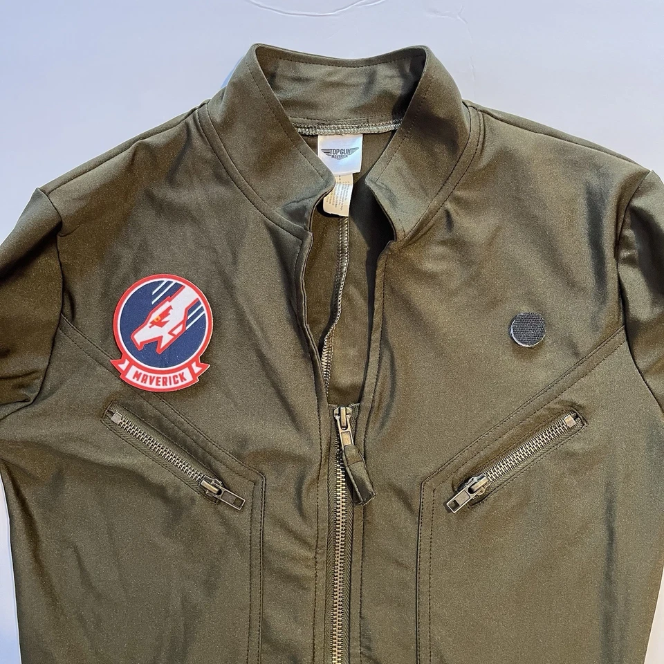 Top Gun Maverick Paramount Flight Jumpsuit Aviator Sexy Costume Green M 6-8 - Image 3 of 4