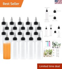 20 Pack 4oz Boston Squeeze Bottles, Clear Plastic Dispensing Bottles with Twi...