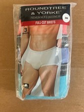 Roundtree  Yorke Men's Cotton 3pk Full Cut Briefs Size 38 Spring Pastels New