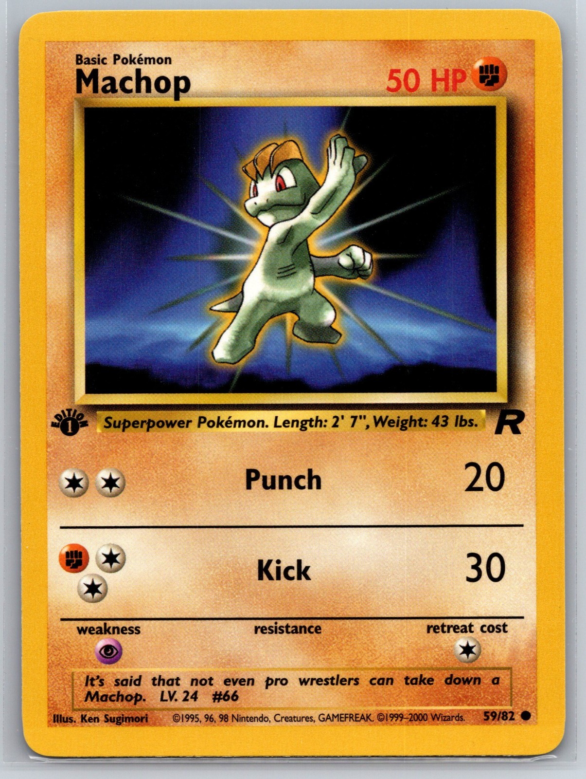 NM Machop 59/82 1st Edition Team Rocket Pokemon 2000