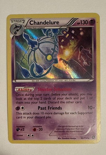 Chandelure 50/114 XY - Steam Siege Holo - Tomokazu Komiya Pokemon TCG