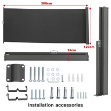 Retractable Side Awning Privacy Terrace Fence Windscreen Outdoor Sun Shade Cover