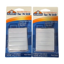 Elmer's Tac 'n Stik Reusable Adhesive Putty Sticky Tack 10 Strips/pack - 2 pack