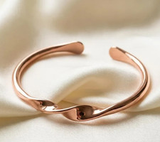 1 Pc Pure Copper Bangle, Unisex Cuff Bracelet, Healing Bangle, Twisted