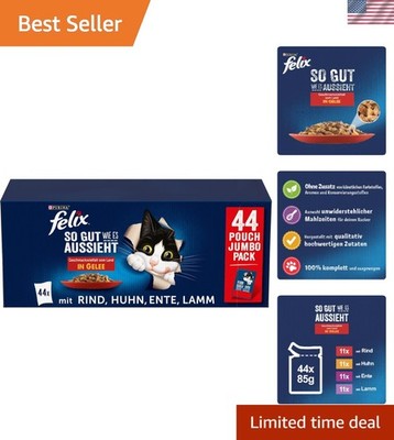 Felix Katzennassfutter 44er Pack - Geschmacksvielfalt vom Land in Gelee 3,74kg