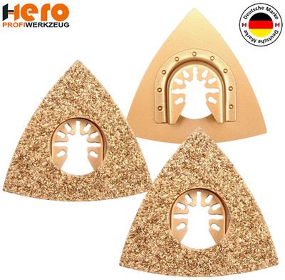 3x HERO Hartmetall Raspel Dreieck Multimaster 80 mm Schleifplatte Deltaschleifer