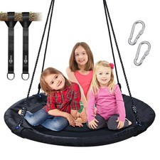 700lb 40 Inch Saucer Tree Swing, 900D Waterproof with 2pcs Hanging Straps, Black