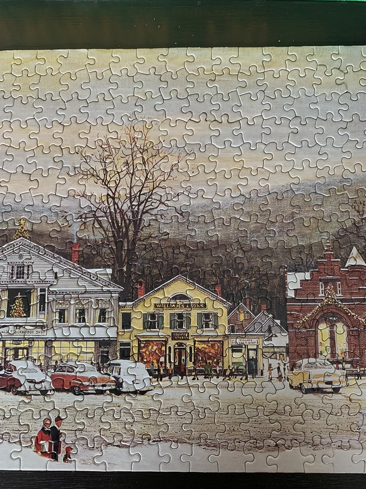 Vintage Norman Rockwell “Stockbridge Main Street At Christmas” Panorama Puzzle - Image 4 of 4