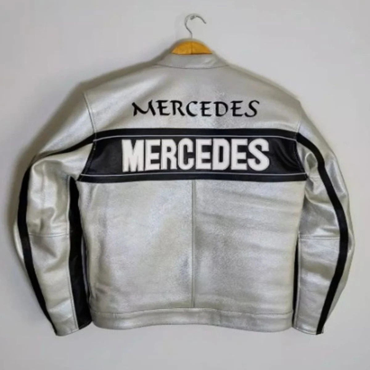 Men's Mercedes Leather Jacket Vintage Leather Racing Jacket Biker