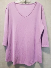 Seg'ments Essential Women's Purple Textured Knit V-Neck Top Size XL