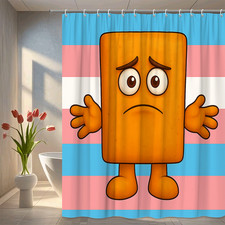 Cute Cartoon Shower Curtain with Sad Character Design