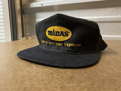 Vintage Midas Auto System Experts Snap Back Baseball Cap Black Yellow Adjustable