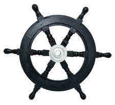 Handmade Nautical Black Wooden Ship Wheel 18 Inch Wall Home Decor Collectible